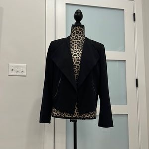 Banana Republic woman’s petite jacket. Black, open w/ waterfall front, sz 10P